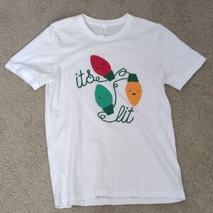 Bella Canvas White Tee with Festive Lights